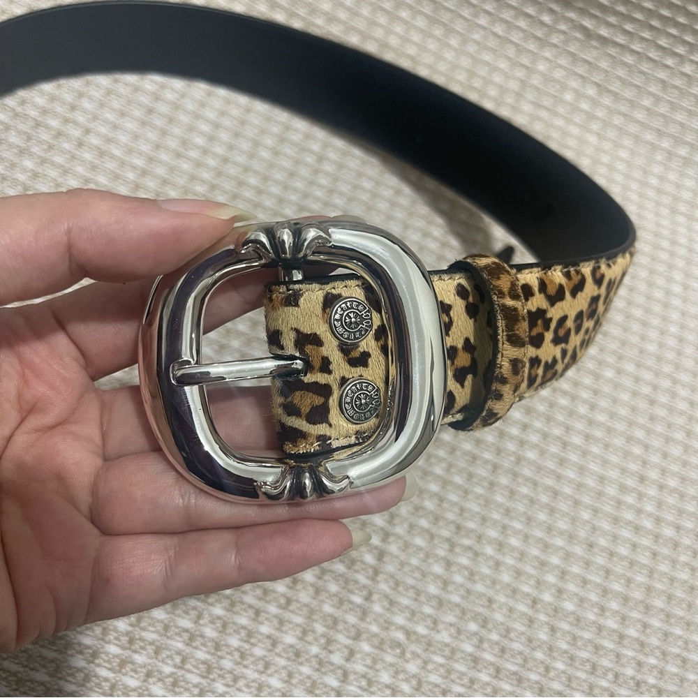Chrome Hearts Leopard Print Belt with Silver Buckle - Picture 2 of 10